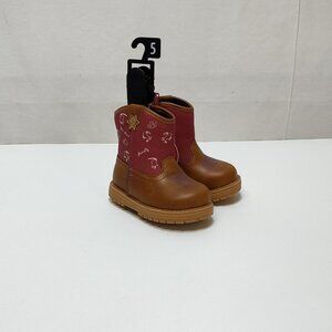 Wonder Nation Western Toddler Boots Size 5 / 18 Month Side Zip TPR Outsole NWT